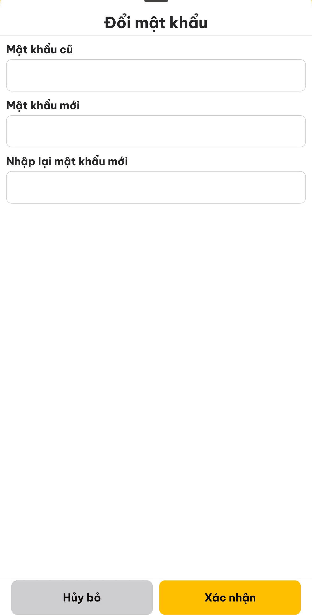 Màn hình Đổi mật khẩu trên NexPOS App