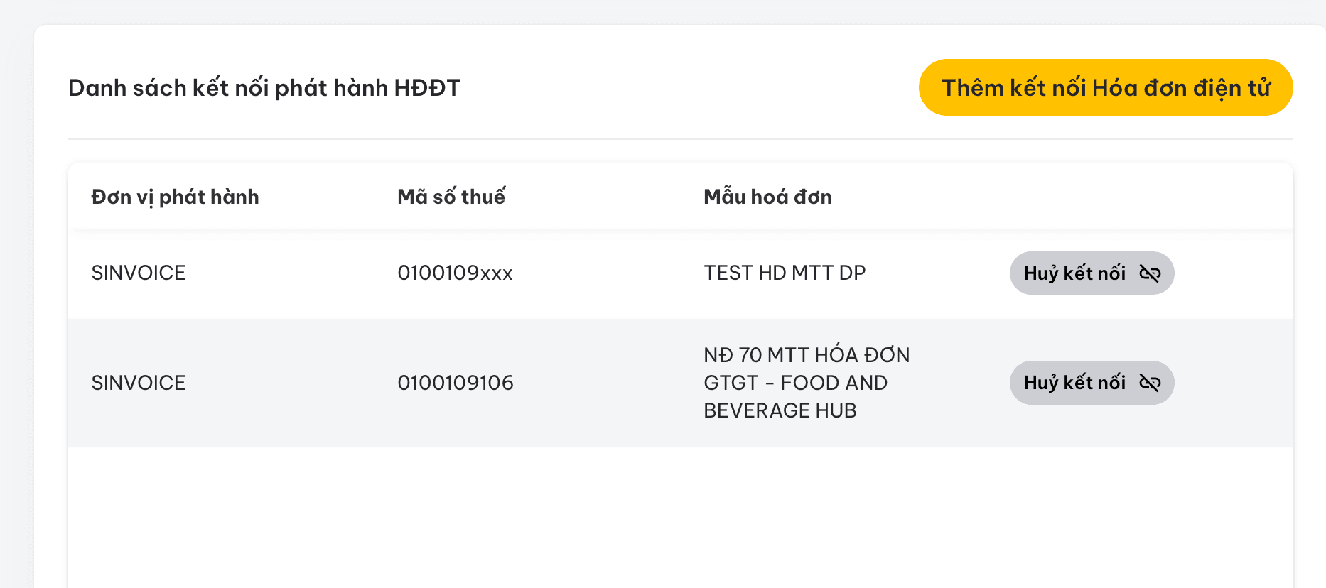Nút Hoàn thành để kết nối với S-invoice