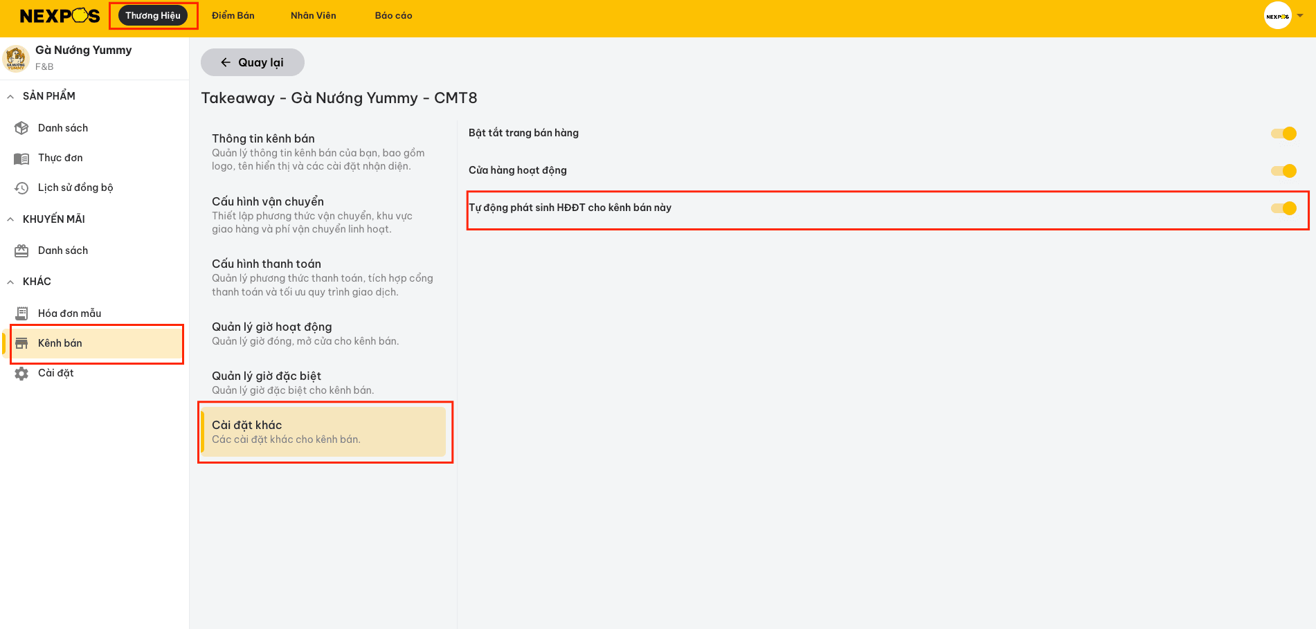 Thiết lập đồng bộ hóa đơn điện tử theo kênh bán