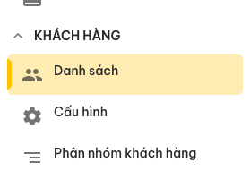 Nhóm Khách hàng trên thanh điều hướng