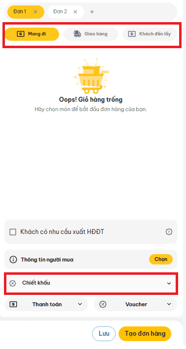 Áp dụng chiết khấu cho đơn hàng