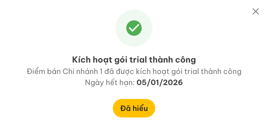 Màn hình tạo điểm bán mới với các thông tin đã nhập