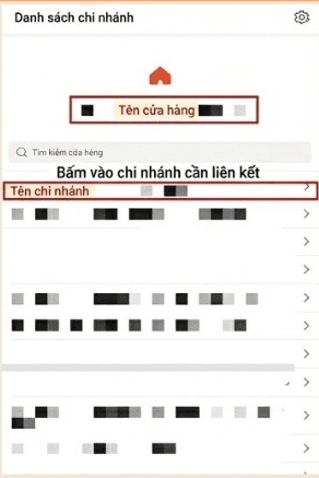 Màn hình đăng nhập Shopee Partner và chọn cửa hàng