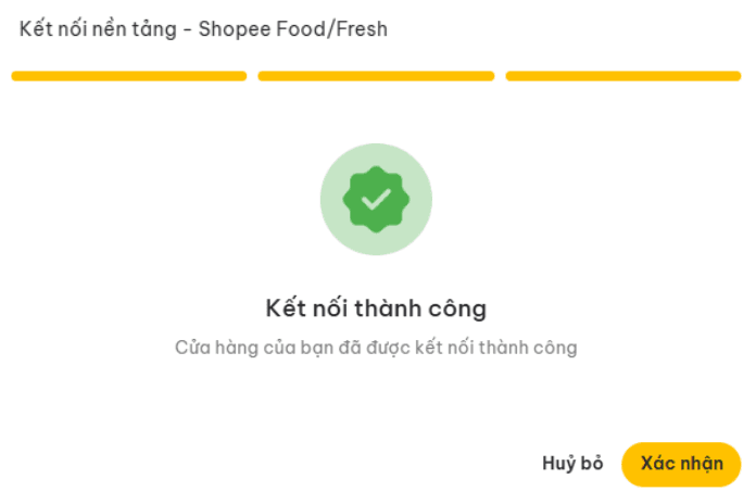 Thông báo kết nối Shopee thành công
