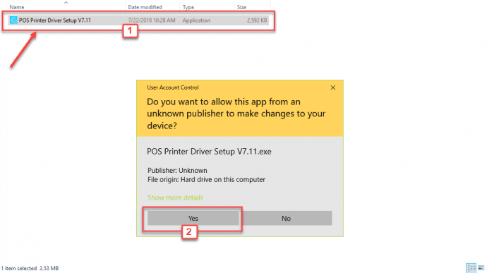 Chạy file Driver và kích Yes để bắt đầu cài đặt