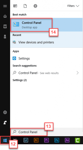 Tìm kiếm và truy cập Control Panel