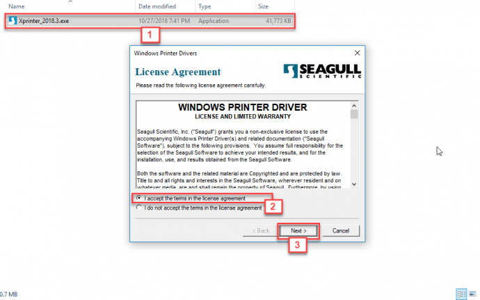 Chấp nhận điều khoản license agreement và chọn Next