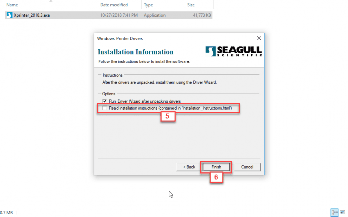 Bỏ tích Read installation instructions và chọn Finish