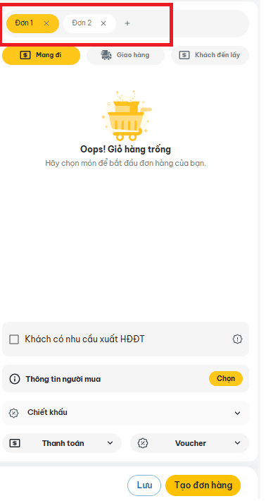 Tạo nhiều đơn hàng cùng lúc