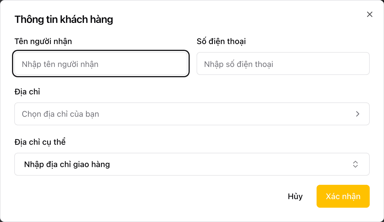 Biểu mẫu thông tin nhận hàng