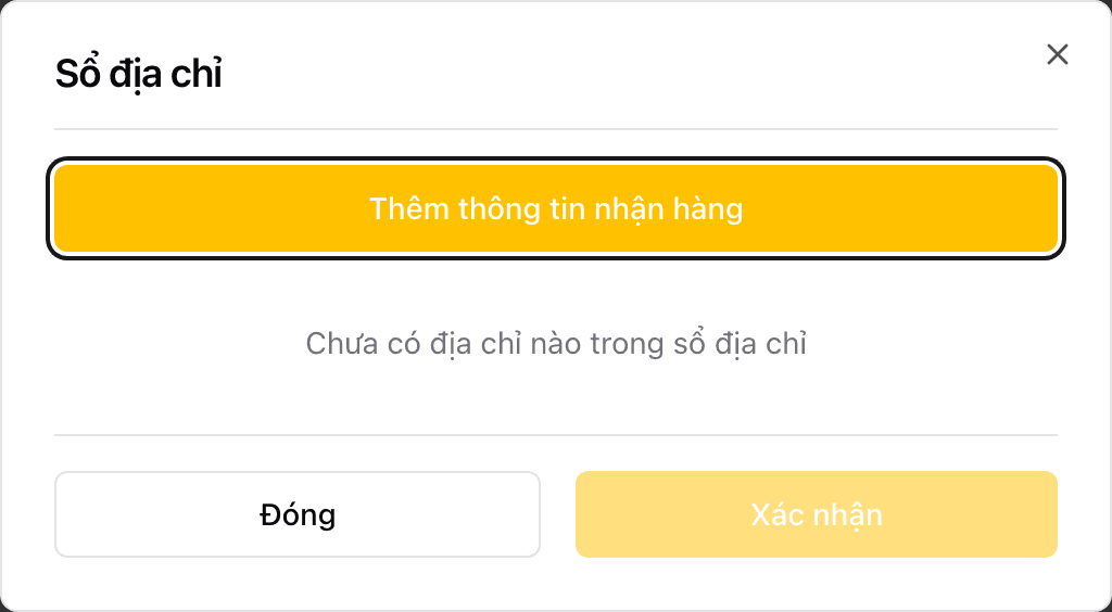 Sổ địa chỉ trên Trang đặt hàng